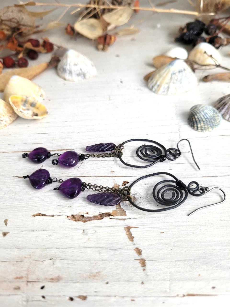 Heterogene oorbellen met amethysten !!! – photo 9